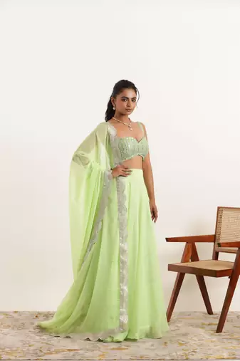 Light Neon Green Detailed lehenga choli Set