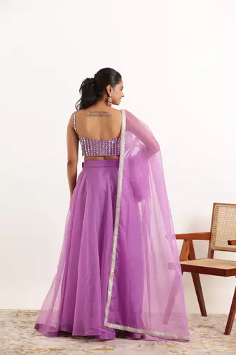 Lavender Detailed Organza lehenga choli Set