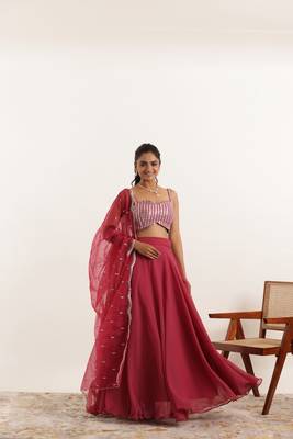 Mystic Maroon Detailed lehenga choli Set 1