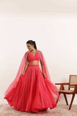 Fiery Rose Detailed lehenga choli Set 1