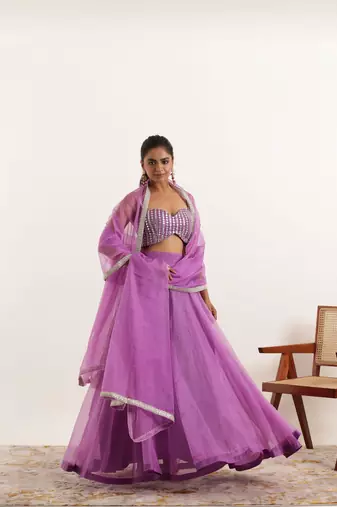 Lavender Detailed Organza lehenga choli Set