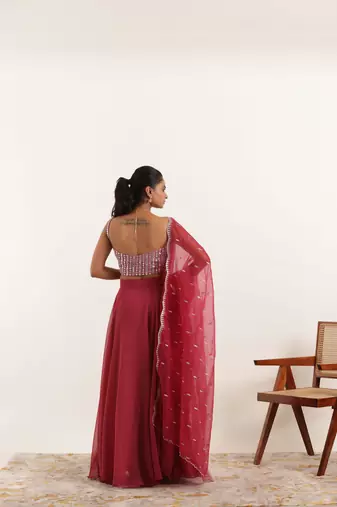 Mystic Maroon Detailed lehenga choli Set