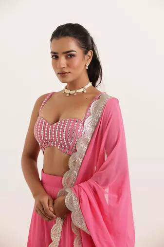 Pink Detailed lehenga choli Set