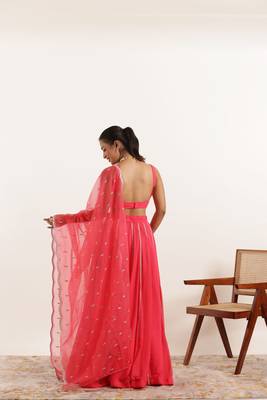 Fiery Rose Detailed lehenga choli Set 2