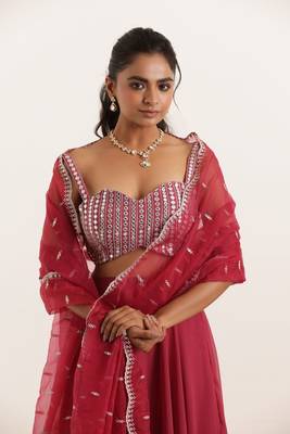Mystic Maroon Detailed lehenga choli Set 3
