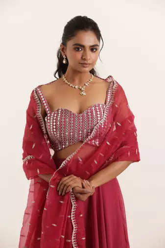 Mystic Maroon Detailed lehenga choli Set