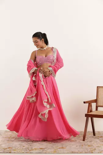 Pink Detailed lehenga choli Set
