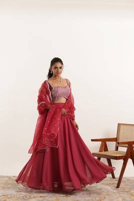 Mystic Maroon Detailed lehenga choli Set 4