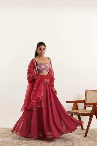 Mystic Maroon Detailed lehenga choli Set