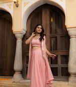 salmon pink  Embellished Georgette lehenga choli