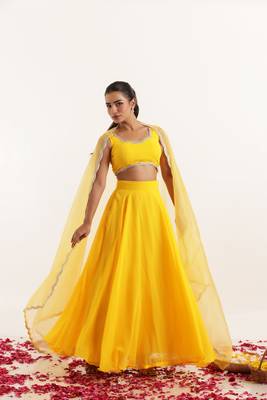 Yellow  Embellished Georgette lehenga choli 1