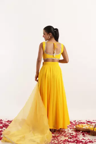 Yellow  Embellished Georgette lehenga choli