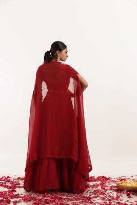 Maroon Red  Embellished Georgette lehenga choli 4
