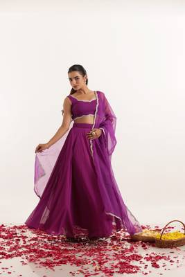 Purple  Embellished Georgette lehenga choli 1