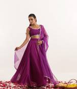 Purple  Embellished Georgette lehenga choli