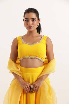 Yellow  Embellished Georgette lehenga choli 4