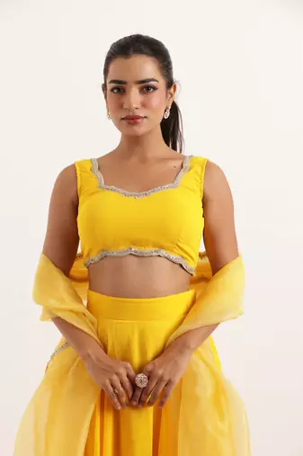 Yellow  Embellished Georgette lehenga choli