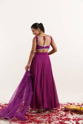 Purple  Embellished Georgette lehenga choli 2