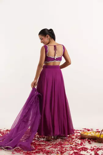 Purple  Embellished Georgette lehenga choli