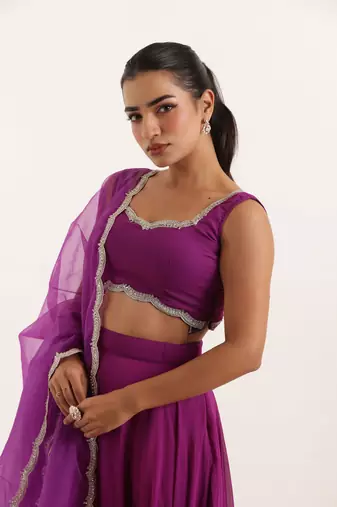 Purple  Embellished Georgette lehenga choli