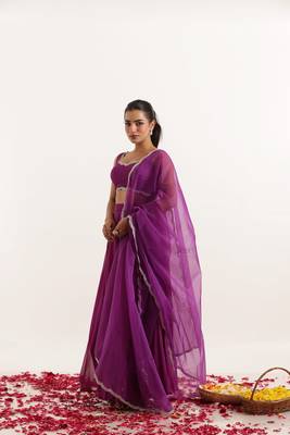 Purple  Embellished Georgette lehenga choli 4
