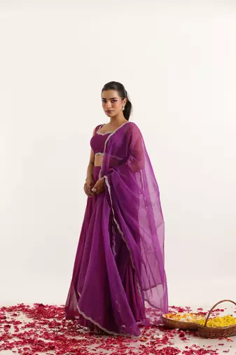 Purple  Embellished Georgette lehenga choli