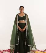 Dark green  Embellished Georgette lehenga choli