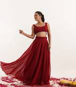 Maroon red  Embellished Georgette lehenga choli