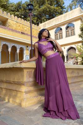 Grape  Embroidered Georgette lehenga choli 2
