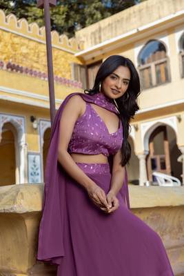 Grape  Embroidered Georgette lehenga choli 3
