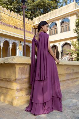 Grape  Embroidered Georgette lehenga choli 4