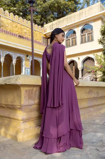 Grape  Embroidered Georgette lehenga choli