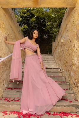 Pastel pink  Embellished Georgette lehenga choli 1