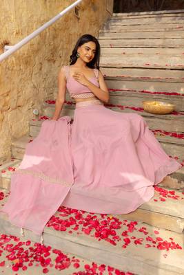 Pastel pink  Embellished Georgette lehenga choli 3