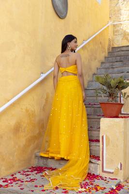 yellow  Embroidered Net lehenga choli 2