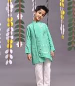 Beautiful tropical embroidered green kurta with pyjama