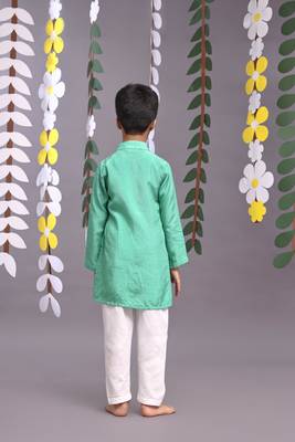 Beautiful tropical embroidered green kurta with pyjama 2