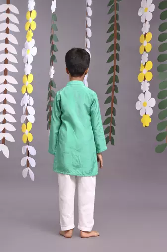 Beautiful tropical embroidered green kurta with pyjama