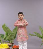 Banarasi jacquard printed pink kurta and pyjama