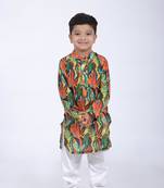 Tropical printed kurta with white pyjama