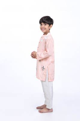Pink kurta with airplanes and clouds with white pyjama 3