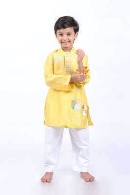 Yellow candy kurta with white pyjama 1