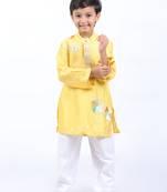 Yellow candy kurta with white pyjama