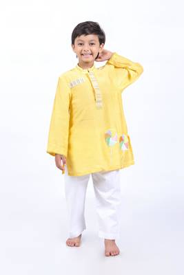 Yellow candy kurta with white pyjama 2