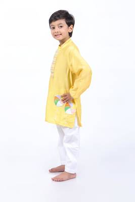 Yellow candy kurta with white pyjama 3