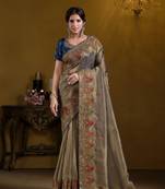 Teal blue rich indian heavy work wedding wear glamorous saree
