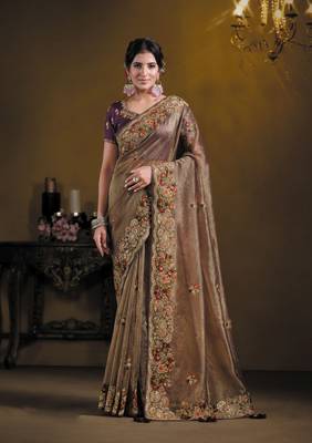Wine rich indian heavy work wedding wear glamorous saree 1