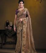 Wine rich indian heavy work wedding wear glamorous saree