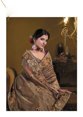 Wine rich indian heavy work wedding wear glamorous saree 3