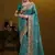 Teal blue rich indian heavy work wedding wear glamorous saree